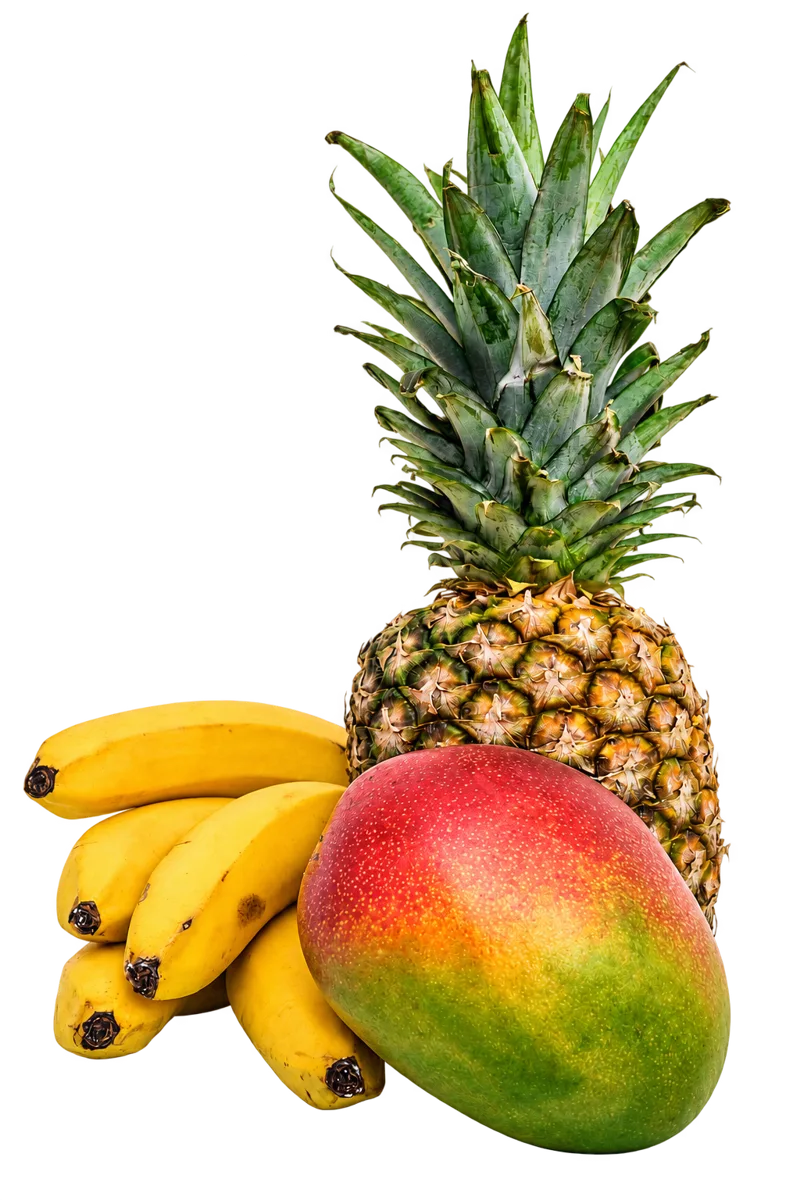 Mango, pineapple and bananas